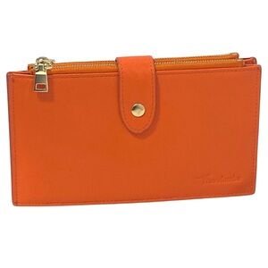 Travelambo Bright Orange Double Zip Compartment Wallet - Excellent Condition
